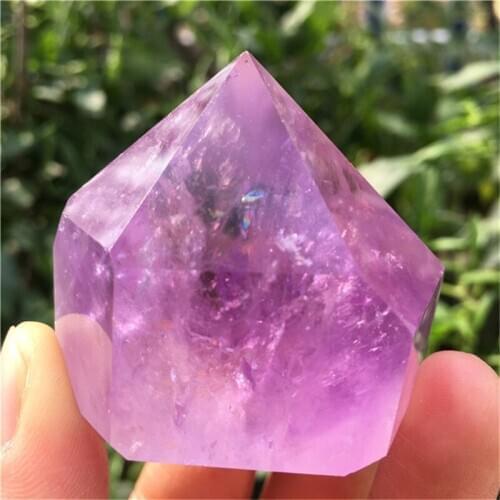 1PC Natural Amethyst Point Wand Quartz Crystal Reiki Healing Crystal Energy Stone Tower Handmade Home Decor Pyramid Ornaments