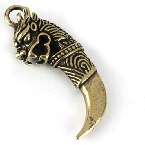 1pcs Retro Brass Dragon Pendants myth Animals Pendant Necklace Jewelry Leather Craft Bag Purse Leather Belt Decoration Parts