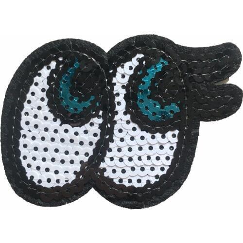 10 Pieces/lot 8.2 x 5.8 cm Blue Eye Sequined Patches for Clothes Iron on Sequins Eyeball Patch Stickers DIY Decoration Appliques