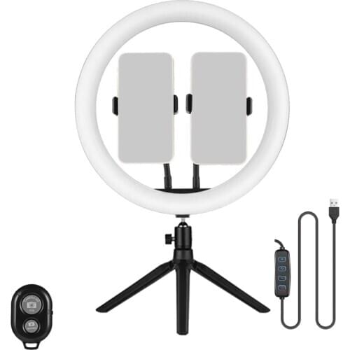 12-Inch Ring Light Live Selfie Ring Light with Desktop Adjustable Tripod Support 3 Modes and 10 Brightness Levels