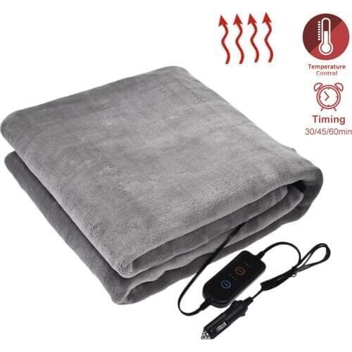 12v Car With Timed Temperature Control Heating Blanket Gray Flannel 145*100cm Large Size Digital Display Electric Blanket #W0