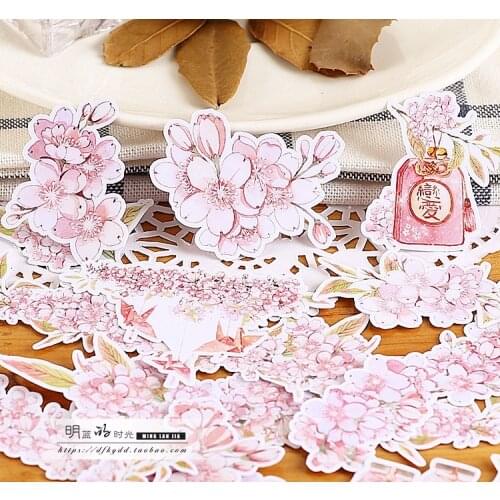18pcs Cute Self-made Cherry blossom / sakura stickers/flower Scrapbooking Stickers /Decorative Sticker /DIY Craft Photo Al