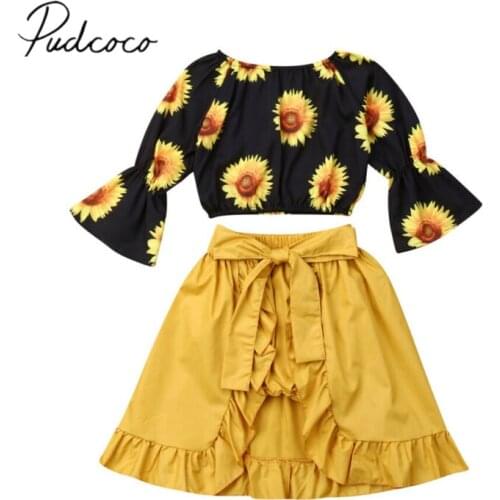 2019 Baby Spring Autumn Clothing 3PCS Toddler Kids Baby Girls Flower T-shirt Tops+ Shorts Skirt Dress Culottes Outfits Set 6M-5T