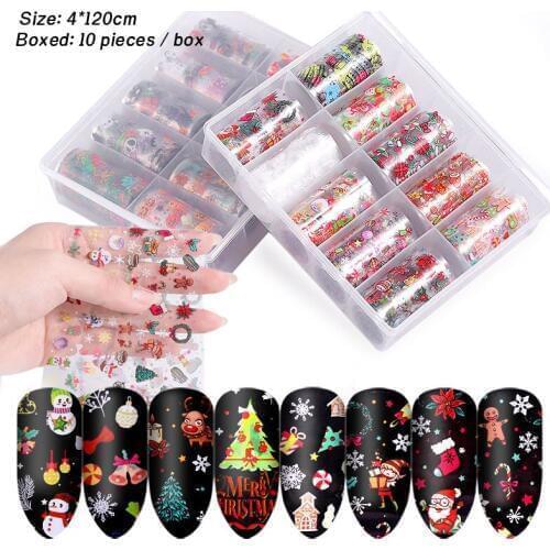 330 styles Colorful laser Nail Sticker 4*120cm Nail Holographic Foil Set Christmas Holloween Laser Transfer Nail Foil 500pcs/lot