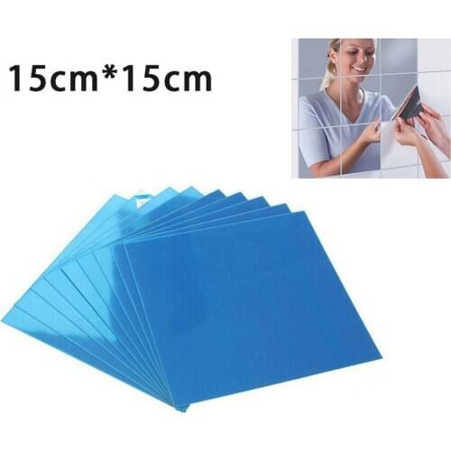 6/9/16/32PCS 15*15cm Mirror Wall Sticker Square Selfadhesive Mirror DIY 3D Wall Paper for Bedroom Bathroom Home Decoration Mural