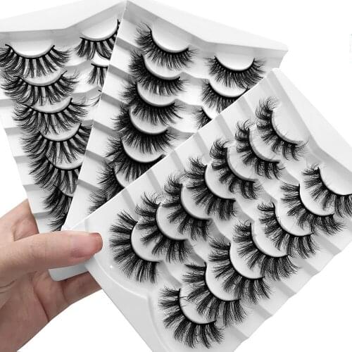 7Pairs 3D Mink Lashes 18-20mm Dramatic Volume Eyelashes Mink Natural Long Silk Eyelashes Beauty Makeup Eyelash Extension Tool