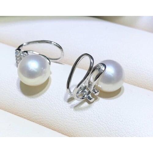 925 Sterling Silver Earrings Clip Base Mountings Jewelry Parts Fittings Accessories for Pearls Beads Stones Agate