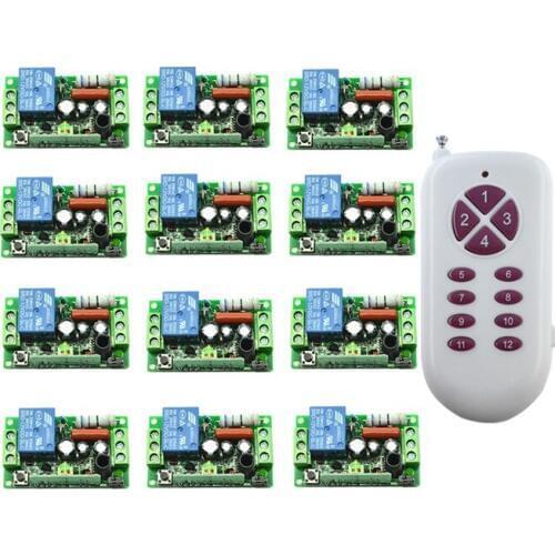 AC220V 1CH 10A RF Wireless Remote Control Switch System teleswitch 12CH transmitter& receiver relay Receiver Smart Home Switch
