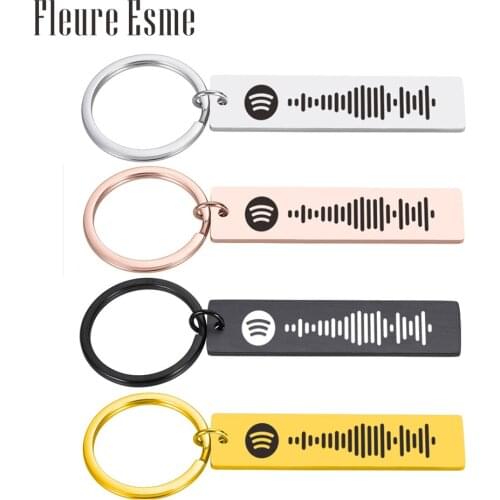 Personalized Keychain Custom Music Spotify Scan Code Keychain Stainless Steel Key Chain Ring Laser Engrave Spotify Code Jewelry
