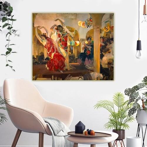 Citon Joaquin Sorolla《Women Dancing Flamenco At The Cafe Novedades In Seville》Canvas Art Oil Painting Wall Decor Home Decoration