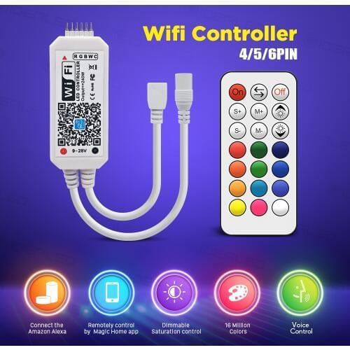 RGB RGBW RGBWW Wifi LED Controller strip light Wireless IR Remote 12V Music Mini Controller for Alexa Google Assistant IFTTT