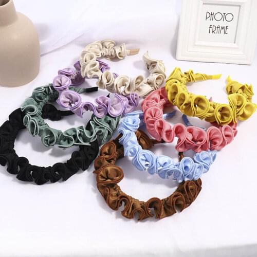 Floral Headband Korean Style For Woman Girl Solid Color Fashion Hair Accessories Nice Gift Handmade Cloth Cloth