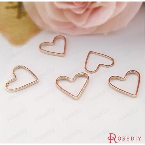 D128)20 pieces 8.5x9.5mm 24K Champagne Gold Color Plated Brass Heart Shape Closed Rings High Quality Diy Jewelry Accessories