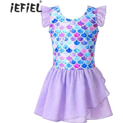 Kids Girl Mermaid Ballet Tutu Dress Gymnastic Leotard Costume Fancy Dancewear Dance Costume Leotard Ballet Dance Ballerina Dress