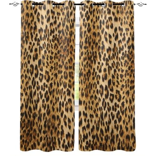 Wild Animald Leopard Window Curtains For Living Room Bedroom Home Decoration Panels For Kitchen Kids Curtains