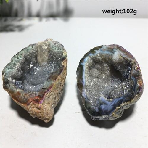 Natural Agate Geode Crystal Druzy Stones Fashion Gift Home Decor Rough Mineral Voog Quartz Mascot Meditation Treatment Specimens