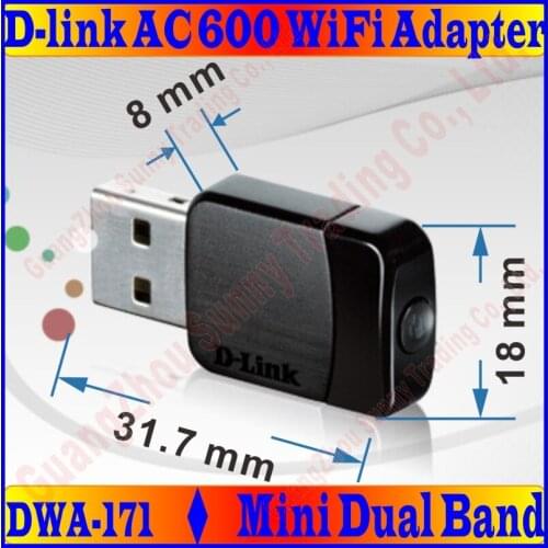 DWA-171 D&Link 2.4G+5GHz Performance Dual Band AC600 Wireless WIFI USB Adapter 802.11acbgn 600Mbps WiFi Speed