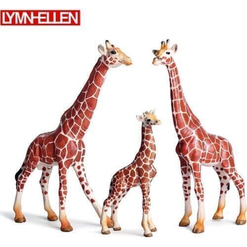 Simulation Giraffe Family Set Action Figure Wild Animal PVC Model Home New Decoration Children Collection Toys Figurine Gifts
