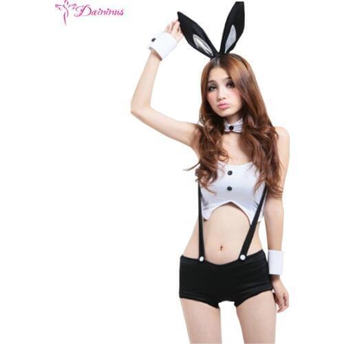 Hot Women Sexy Lingerie Crochet Mesh Hollow Out Baby Doll Bunny Girl Costumes Rabbit Cosplay Sexy Lingerie Suit Uniform