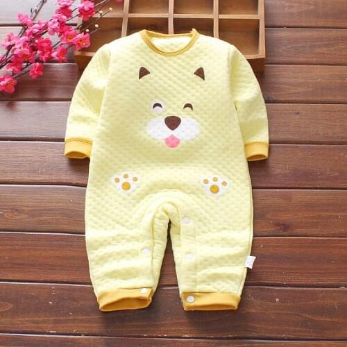 3-12M Baby Cotton Rompers With Three-layer Warm Boys Girls Autumn Homewear Newborn Onesies Pajamas Winter Outdoor Baby Clothes