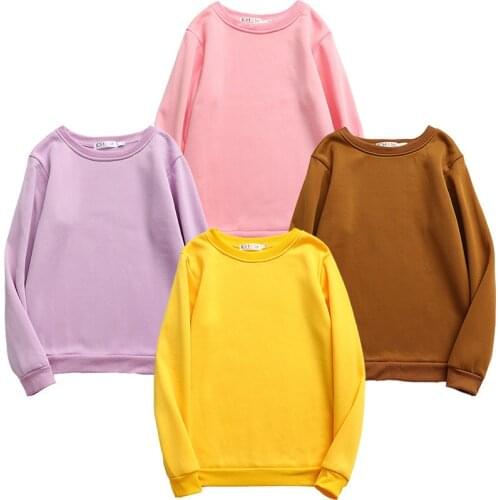 19 Color Oversized Korean Women Hoodies Yellow Round Neck Long Sleeve Pullover Female Hoodie Gothic Women Sweatshirts Streetwear