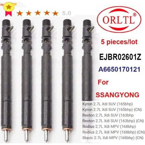 5PC EJBR02601Z 6650170121 A6650170121 Diesel Fuel Injector for SSANGYONG Rexton 2.7L Xdi SUV (163bhp) {CN} D27DT Euro 3