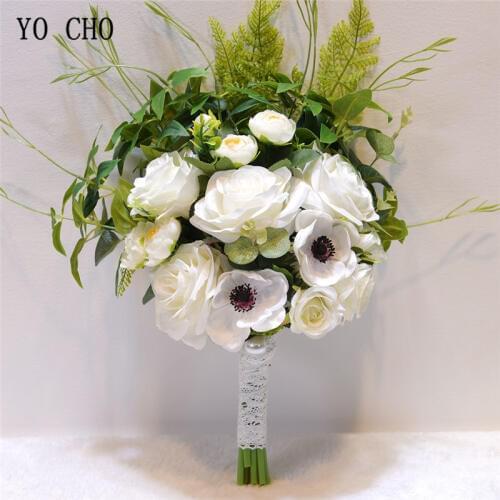 Artificial Rose Flowers White Autumn Big Bouquet Silk Fake Flowers Grass Bouquet Home Decor Christmas Party Wedding Decoration