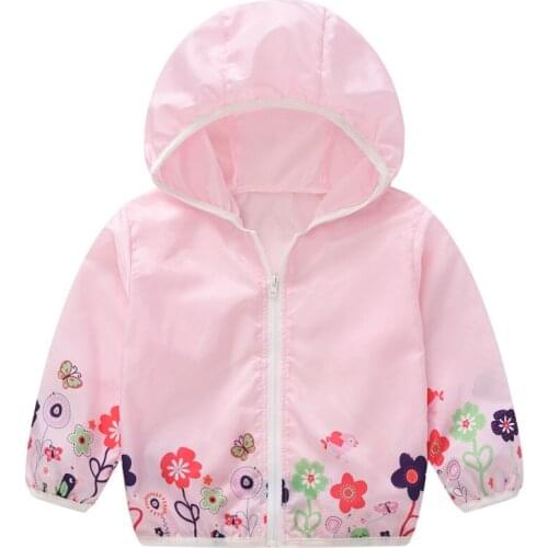 Baby Girl Jackets Boy Hooded Coats Send Storage Bag Kids Long Sleeve Print Zip Thin Clothes Childrens Sun Protection Outerwear
