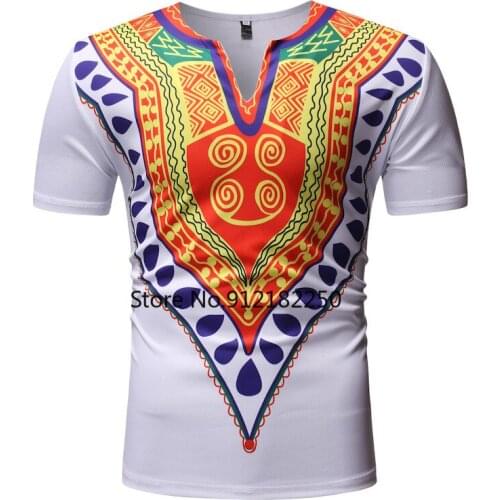 Mens White V Neck Short Sleeve T Shirt Men African Clothes 2021 New Hip Hop Streetwear Casual Tee Shirt Homme African Clothing