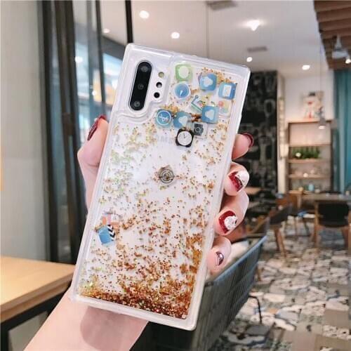 A21S A71 S20 S10P/S10Lite Note10 Shine Glitters APP Dynamic Phone Case Soft Cover Note8 9 S8/S9+ Clear Body Shell Protection