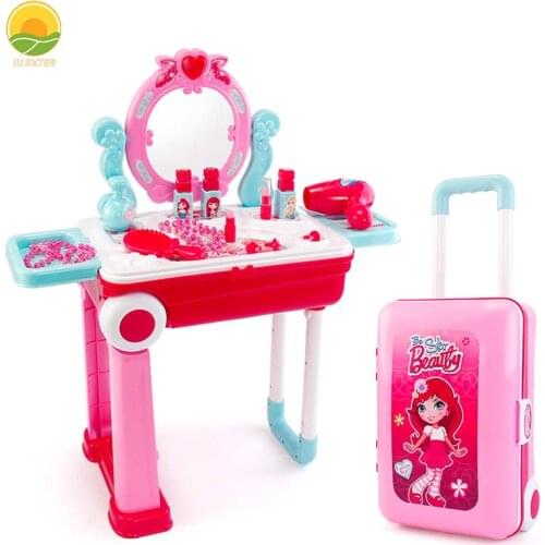 19Pcs Girls Makeup Set Kids Rings Lipstick Jewelry Accessories Cosmetics Box Role Playing Game Non-toxic Toys for Childrens