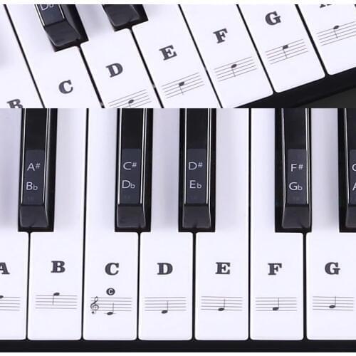 Piano Sticker Transparent Piano Keyboard Sticker 37/49/54 Key Electronic Keyboard 88 Key Piano Stave Note Sticker for White Keys