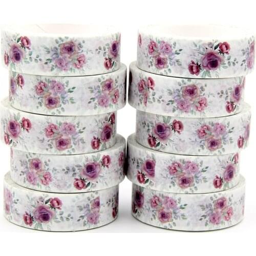 NEW 10pcs/Lot 15mm x 10m Flowers Leaves Floral Watercolor Tape Scrapbook Paper Masking Adhesive Washi Tape