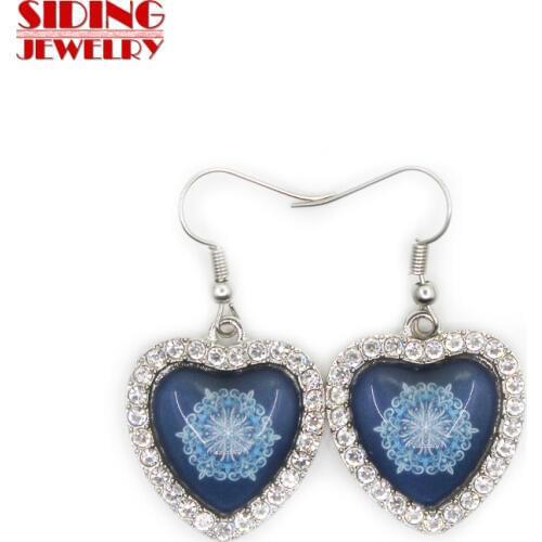 2018 New Arrival 5pair/lot Snowflakes Style 7 Crystal Heart Earring Earrings Charms Fashion Pendientes DIY Jewelry Charms