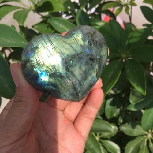 New arrivals Natural heavy flash labradorite crystal gemstone heart meditation healing chakra heart shape crystal gemstone