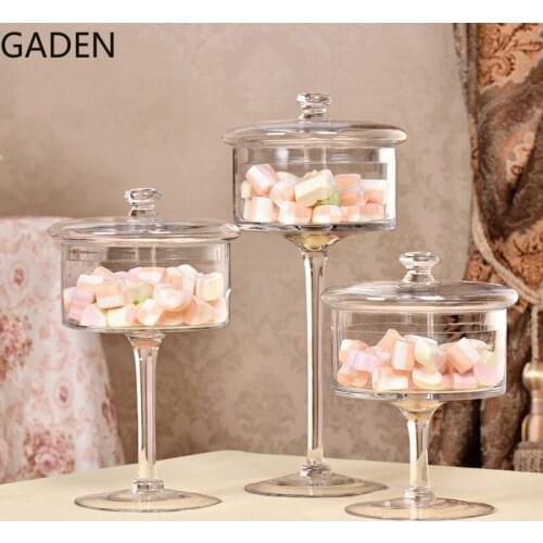 European-style Transparent Glass Cake Tray Fruit Tray High-foot Tray Dust Cover Wedding Creative Home Dessert Table Decoration
