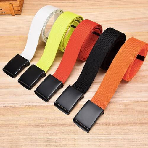 Unisex Tactical Belt Top Quality 3.8 cm Wide Casual Canvas Red Belt Outdoor Automatic buckle Men Black Belt White Orange Color