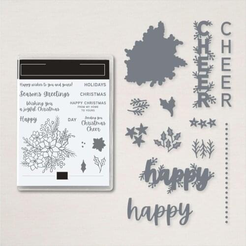 CHEER Star Grass Snowflake Cutting Dies Silicone Stamps Scrapbooking Make Photo Album Card DIY Paper Embossing Craft Supplies