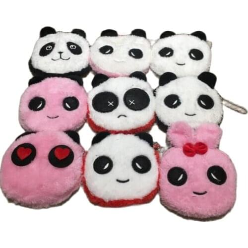 FULL 9Designs - 10cm Approx. Kawaii Panda Plush Pocket Coin Pouch , Kid Girls Little Gift Coin Wallet BAG pouch