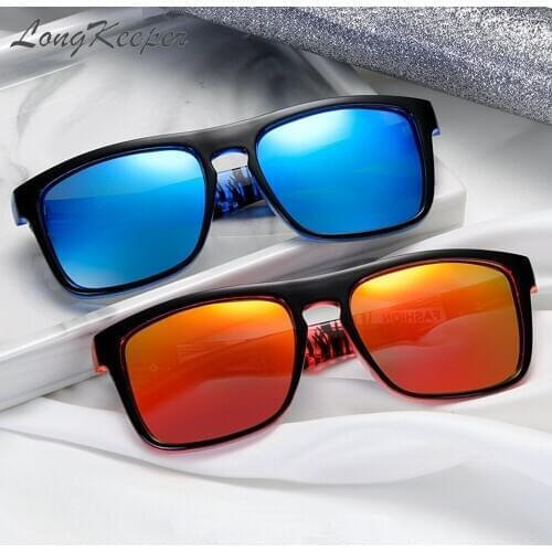 LongKeeper Classic Polarized Mens Sunglasses Male Women Square Driving Goggle Brand Design UV Glasses Mirror Oculos Masculino