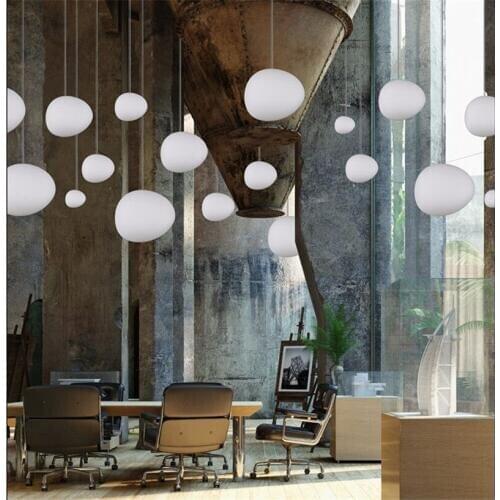 Modern Pendant Lamps White Glass Nordic E27 Pebble Pendant Lights LED lamps Handing Lamp For Living Room Restaurant Light PA0176