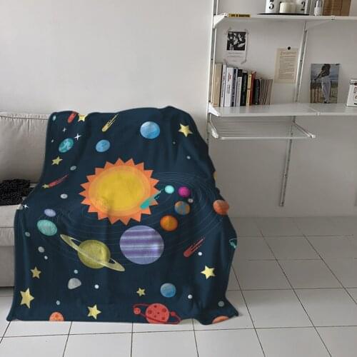 Special Throw Blanket For Bed Universe Planet Cartoon Nap Traveling Soft Flannel Blanket Childrens Bedroom Bedspreadc