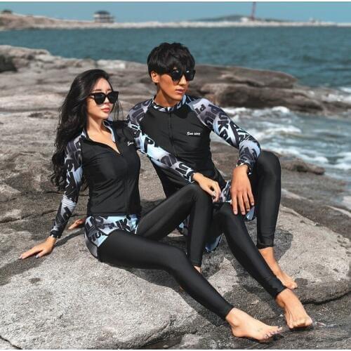 Couple Rash Guards Swimsuit Bathing Suits Women Swiming Suit Swimming 2019 Bodysuit Sexy Female Long Sleeve Pants Garment Surf