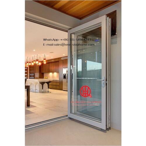 Low-E glass heavy duty corner aluminum Bi-fold door/folding door,high quality sound insulation aluminum insulation glass door
