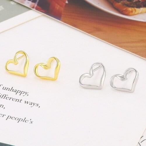 Delicate Simple Heart Stud Earrings Elegant Girl Stud Earrings Sweet Romantic Party Jewelry Accessories Anniversary Gift