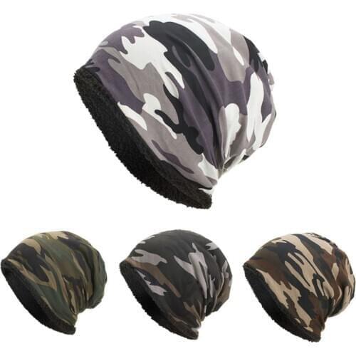 Unisex Winter Warm Baggy Beanie Hat Camouflage Faux Fleece Lined Ski Skull Cap NEW