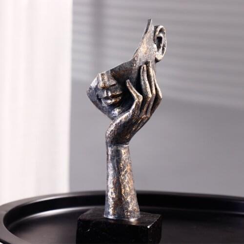 Vintage Resin Sculpture Human Meditator Statue Head Home Decor Crafts Abstract Face Figurines Living Room Decoration Display