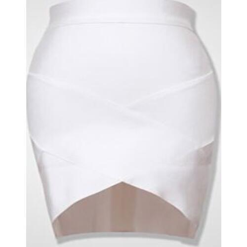 High waist rayon white hl sexy womens cross mini pencil bandage skirt