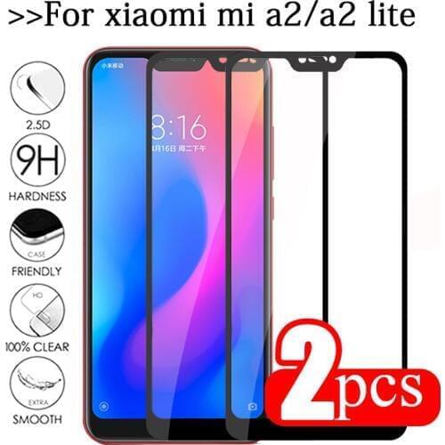 2pcs For xiaomi mi a2 lite tempered glass mi a2 lite protective glass on xaomi mia2 light a2lite mia2lite screen protector Film