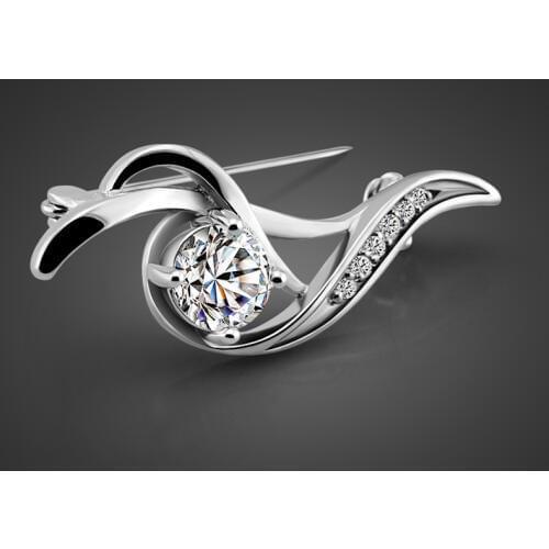 Female 925 sterling silver brooch fashion zircon pendant design brooch solid silver jewelry ladies clothing accessories